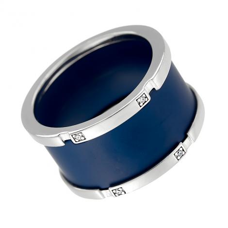 Кольцо, вставка: керамика матовая, куб.цирконий, арт.:0120911053c-m, SilverWings, рис. 1