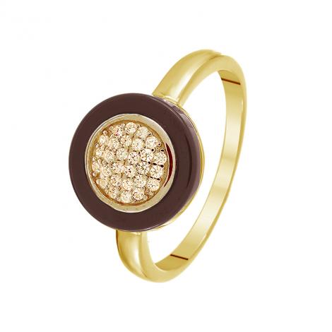 Кольцо, вставка: керамика, куб.цирконий, арт.:0120911145gp-p, SilverWings, рис. 1