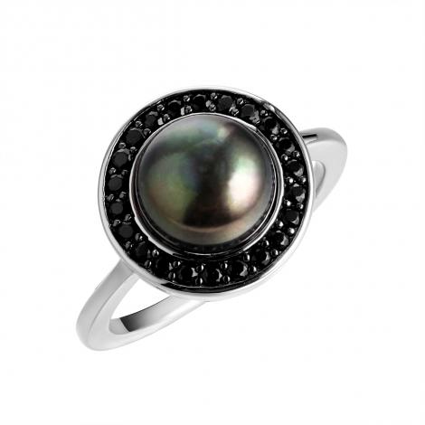 Кольцо, вставка: жемчуг (культ.), шпинель синт., арт.:0120911261b, SilverWings, рис. 1