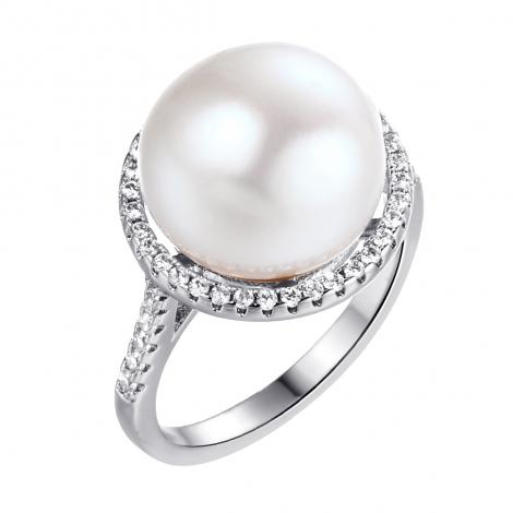 Кольцо, вставка: жемчуг (культ.), куб.цирконий, арт.:0120911330a, SilverWings, рис. 1