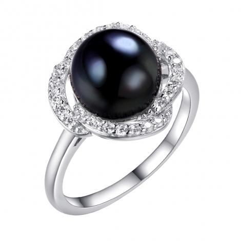 Кольцо, вставка: жемчуг (культ.), куб.цирконий, арт.:0120911495b, SilverWings, рис. 1