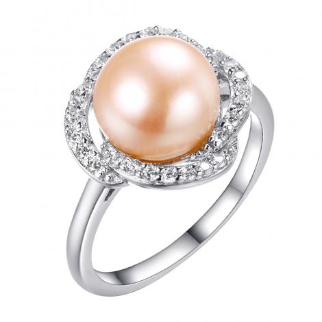 Кольцо, вставка: жемчуг (культ.), куб.цирконий, арт.:0120911495o, SilverWings, рис. 1