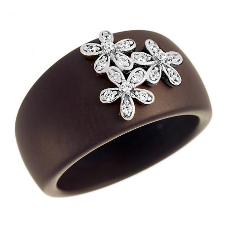 Кольцо, вставка: керамика матовая, куб.цирконий, арт.:0120911562p-m, SilverWings, рис. 1