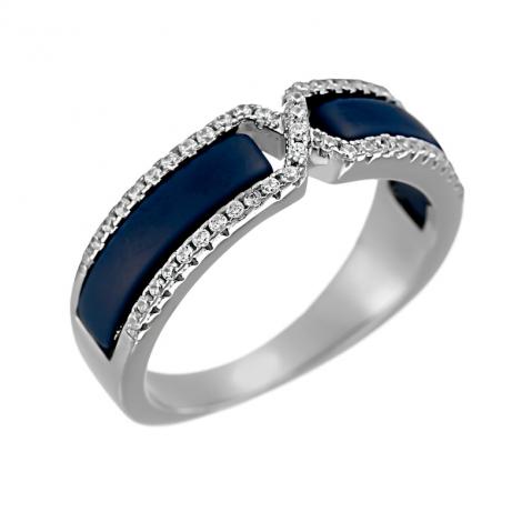 Кольцо, вставка: керамика матовая, куб.цирконий, арт.:0120911733c-m, SilverWings, рис. 1