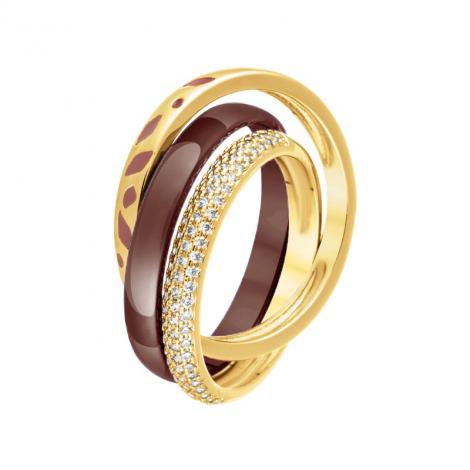 Кольцо, вставка: керамика, куб.цирконий, эмаль, арт.:0120911792gp-p, SilverWings, рис. 1