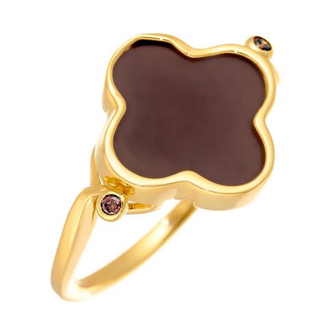 Кольцо, вставка: керамика матовая, куб.цирконий, арт.:0120912186gp-p-m, SilverWings, рис. 1