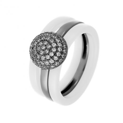 Кольцо, вставка: керамика, куб.цирконий, арт.:0120912264a-b, SilverWings, рис. 1