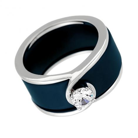 Кольцо, вставка: керамика матовая, куб.цирконий, арт.:0120912275c-m, SilverWings, рис. 1