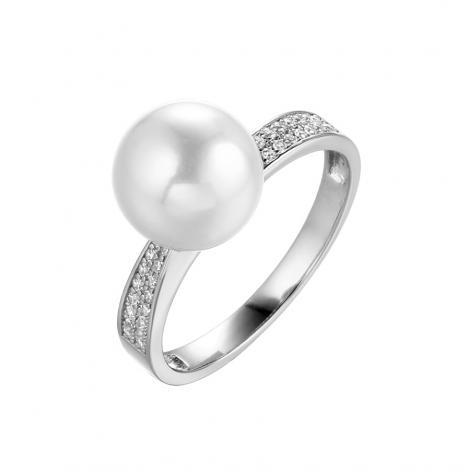 Кольцо, вставка: жемчуг (культ.), куб.цирконий, арт.:0120912448a, SilverWings, рис. 1