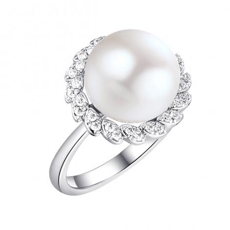 Кольцо, вставка: жемчуг (культ.), куб.цирконий, арт.:0120913411a, SilverWings, рис. 1