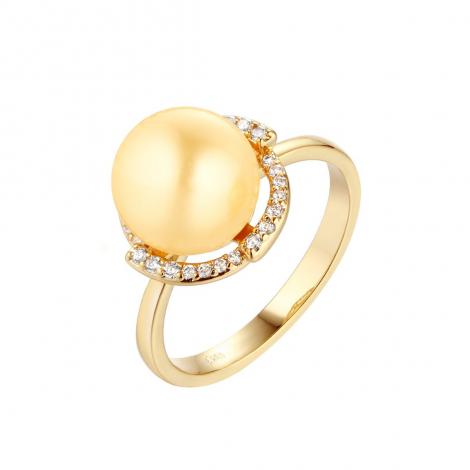 Кольцо, вставка: жемчуг, куб.цирконий, арт.:0120913600816gp-u, SilverWings, рис. 1