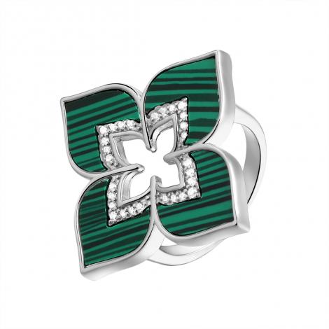 Кольцо, вставка: куб.цирконий, малахит и., арт.:0120914003e, SilverWings, рис. 1