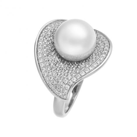 Кольцо, вставка: жемчуг и., куб.цирконий, арт.:0120921695a, SilverWings, рис. 1