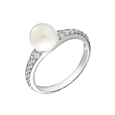 Кольцо, вставка: жемчуг (культ.), куб.цирконий, арт.:0120935303a, SilverWings, рис. 1