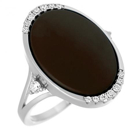 Кольцо, вставка: керамика матовая, куб.цирконий, арт.:012094862p-m, SilverWings, рис. 1