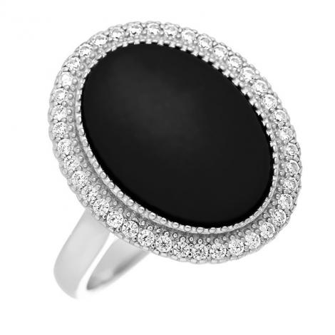 Кольцо, вставка: керамика матовая, куб.цирконий, арт.:012098572b-m, SilverWings, рис. 1