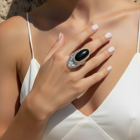 Кольцо, вставка: обсидиан, арт.:012351136b, SilverWings, рис. 2