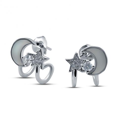 Серьги, вставка: перламутр, куб.цирконий, арт.:020042-340a-145, SilverWings, рис. 1