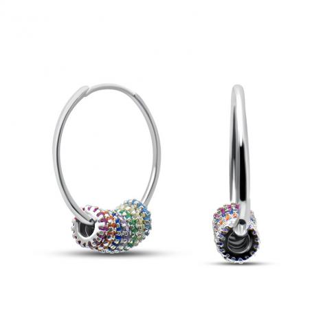 Серьги-Конго, вставка: куб.цирконий, арт.:022028819mix, SilverWings, рис. 1