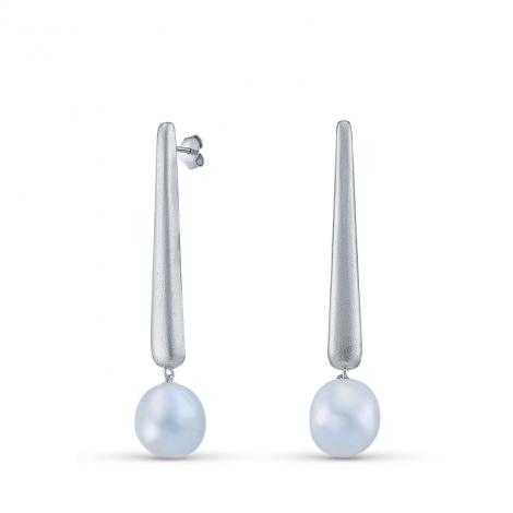 Серьги, вставка: жемчуг "барокко" (культ.), арт.:022042777a, SilverWings, рис. 1