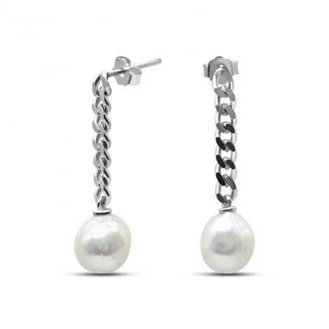 Серьги, вставка: жемчуг "барокко" (культ.), арт.:022043425a, SilverWings, рис. 1