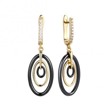 Серьги, вставка: керамика, куб.цирконий, арт.:0220911156gp-b, SilverWings, рис. 1