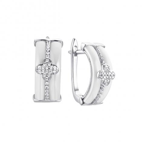 Серьги, вставка: керамика, куб.цирконий, арт.:0220911245a, SilverWings, рис. 1