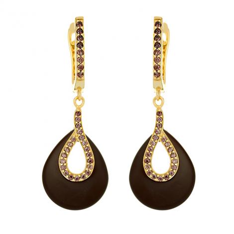 Серьги, вставка: керамика матовая, куб.цирконий, арт.:0220911255gp-p-m, SilverWings, рис. 1