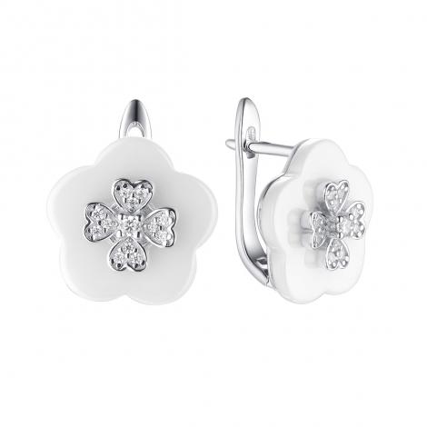 Серьги, вставка: керамика, куб.цирконий, арт.:0220911297a, SilverWings, рис. 1