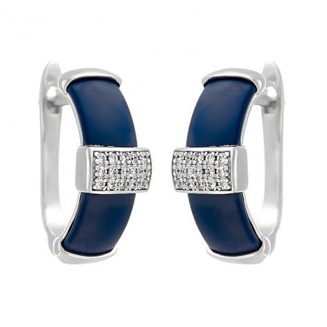 Серьги, вставка: керамика матовая, куб.цирконий, арт.:0220911363c-m, SilverWings, рис. 1