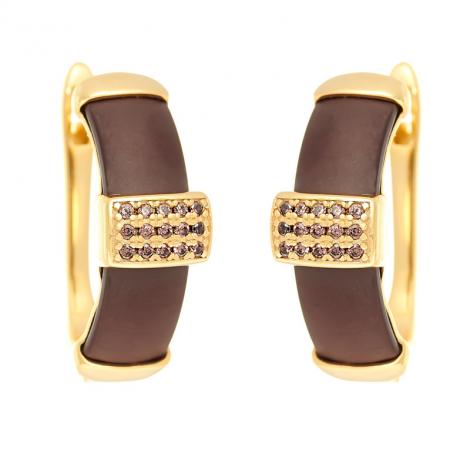 Серьги, вставка: керамика матовая, куб.цирконий, арт.:0220911363gp-p-m, SilverWings, рис. 1