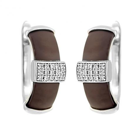 Серьги, вставка: керамика матовая, куб.цирконий, арт.:0220911363p-m, SilverWings, рис. 1