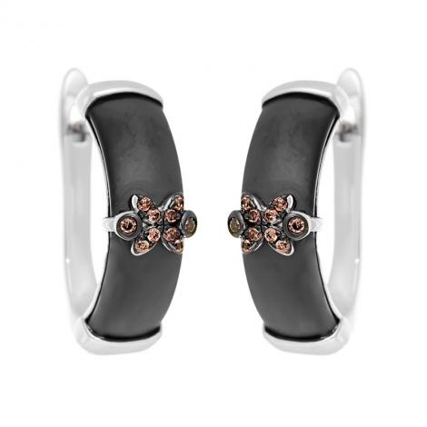 Серьги, вставка: керамика матовая, куб.цирконий, арт.:0220911558ba-p, SilverWings, рис. 1