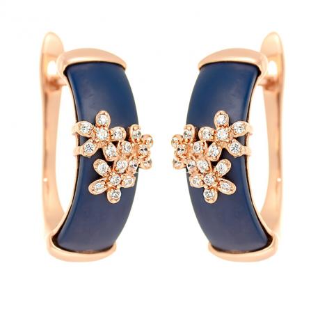 Серьги, вставка: керамика матовая, куб.цирконий, арт.:0220911562pgp-c-m, SilverWings, рис. 1