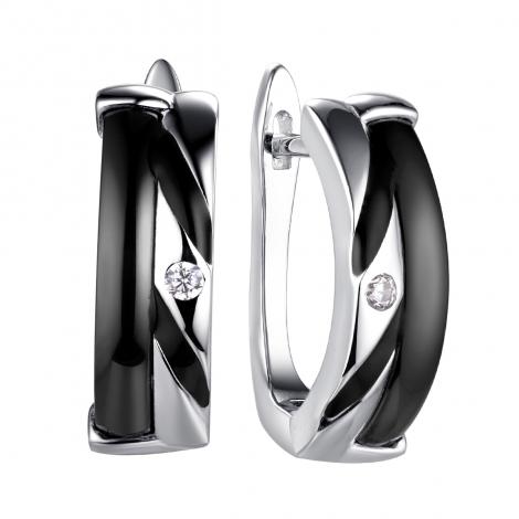 Серьги, вставка: керамика, куб.цирконий, эмаль, арт.:0220911701b, SilverWings, рис. 1