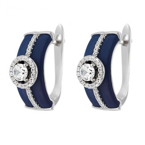 Серьги, вставка: керамика матовая, куб.цирконий, арт.:0220911728c-m, SilverWings, рис. 1