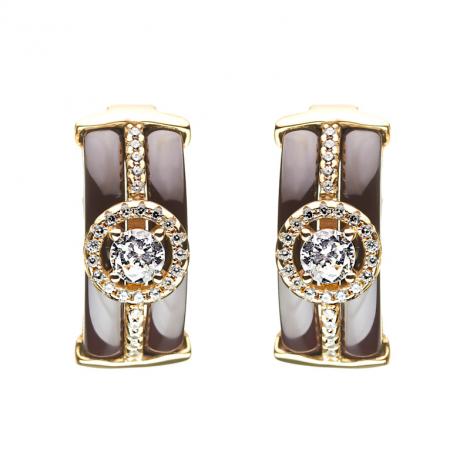 Серьги, вставка: керамика, куб.цирконий, арт.:0220911728gp-p, SilverWings, рис. 1