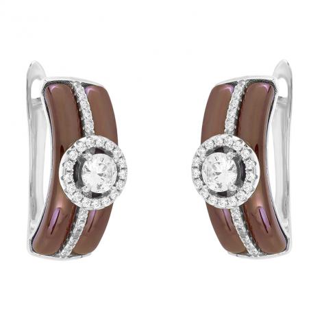 Серьги, вставка: керамика, куб.цирконий, арт.:0220911728p, SilverWings, рис. 1