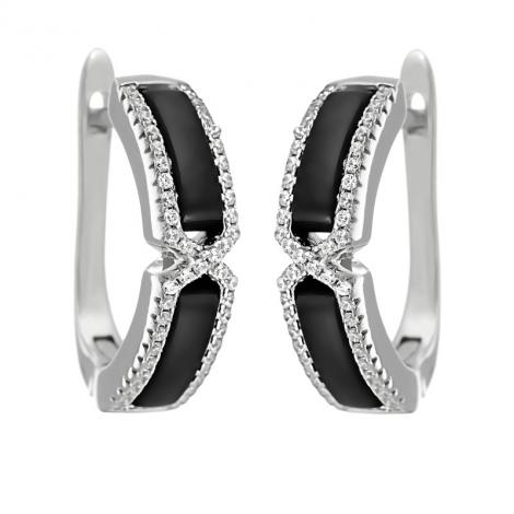 Серьги, вставка: керамика матовая, куб.цирконий, арт.:0220911733b-m, SilverWings, рис. 1