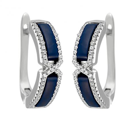 Серьги, вставка: керамика матовая, куб.цирконий, арт.:0220911733c-m, SilverWings, рис. 1