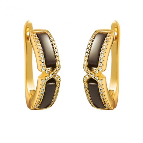 Серьги, вставка: керамика, куб.цирконий, арт.:0220911733gp-p, SilverWings, рис. 1