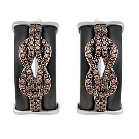 Серьги, вставка: керамика матовая, куб.цирконий, арт.:0220911736ba-p, SilverWings, рис. 1