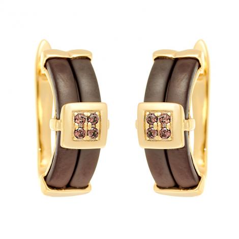 Серьги, вставка: керамика матовая, куб.цирконий, арт.:0220911773gp-p-m, SilverWings, рис. 1