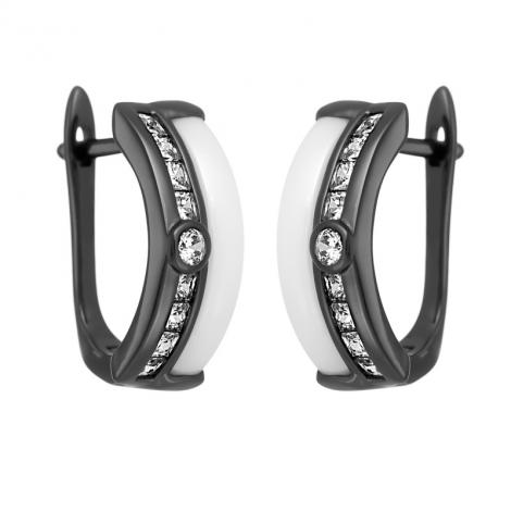 Серьги, вставка: керамика, куб.цирконий, арт.:0220911781a-b, SilverWings, рис. 1