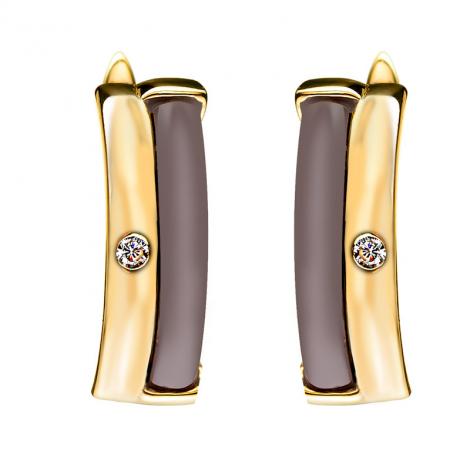 Серьги, вставка: керамика, куб.цирконий, арт.:0220911793gp-p, SilverWings, рис. 1