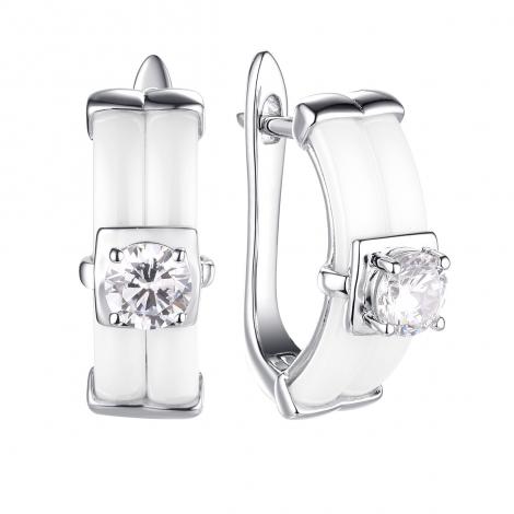 Серьги, вставка: керамика, куб.цирконий, арт.:0220911818a, SilverWings, рис. 1
