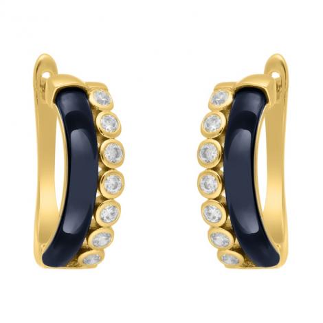 Серьги, вставка: керамика, куб.цирконий, арт.:0220911937gp-c, SilverWings, рис. 1