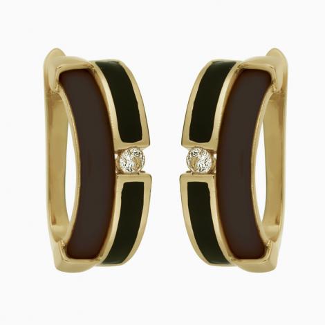 Серьги, вставка: керамика, куб.цирконий, эмаль, арт.:0220912146gp-p, SilverWings, рис. 1