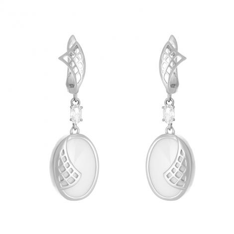 Серьги, вставка: керамика, куб.цирконий, арт.:0220912220a, SilverWings, рис. 1