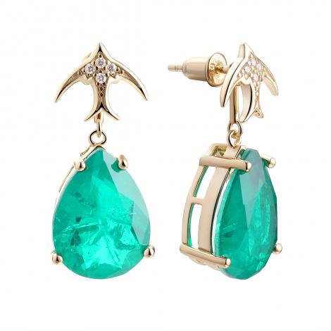 Серьги, вставка: куб.цирконий, ситалл, арт.:0220913165gp-e, SilverWings, рис. 1